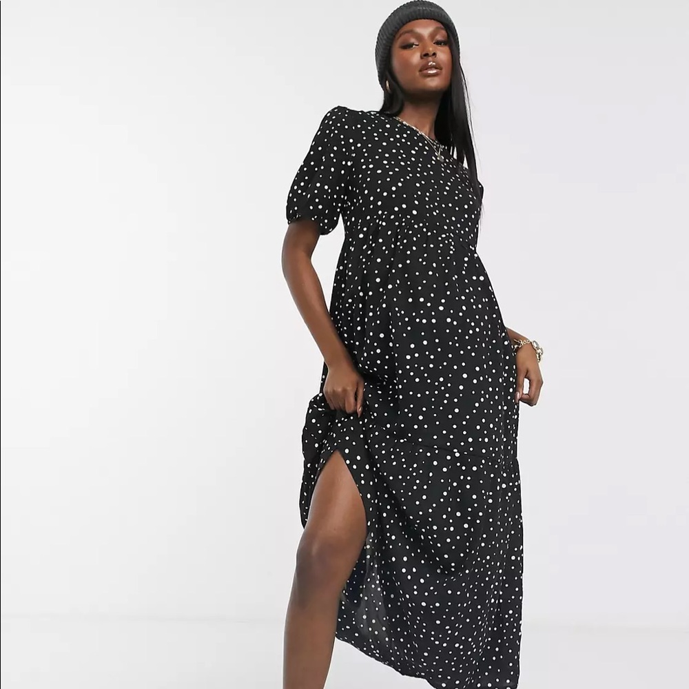 Missguided Maternity maxi smock dress in black